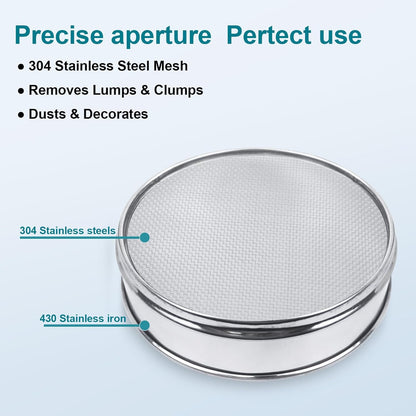7.9" (20cm) 304 Stainless Steel Lab Sieve, 80 Mesh (0.2mm) Screen Sifter - Colors A