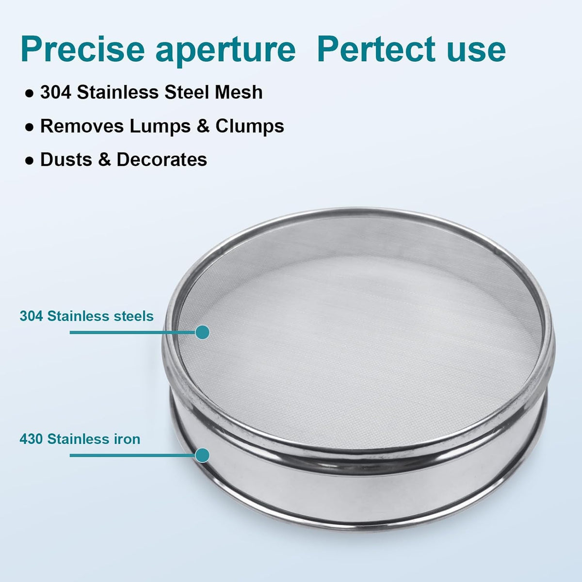 7.9" (20cm) 304 Stainless Steel Lab Sieve, 80 Mesh (0.2mm) Screen Sifter - Colors A