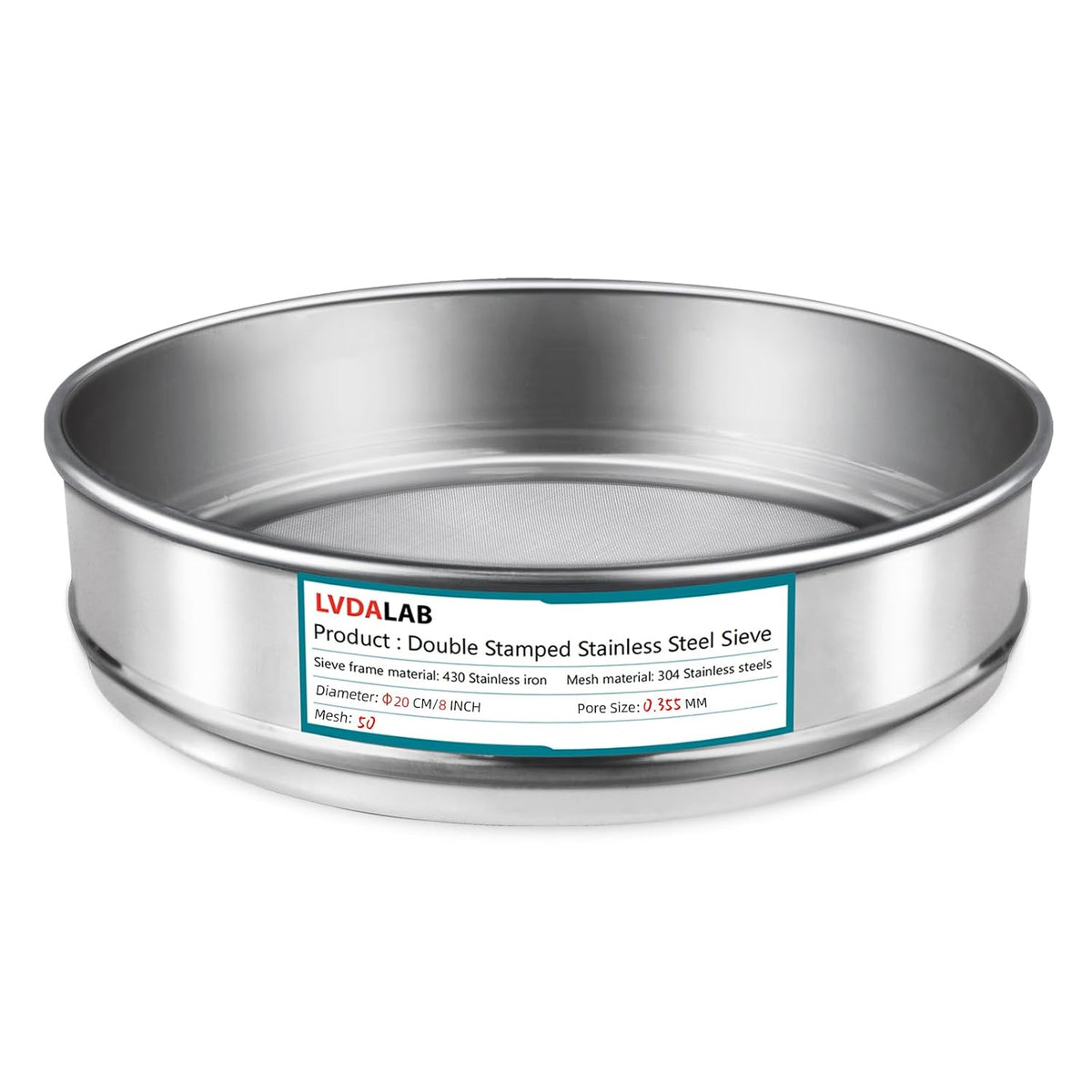 7.9" (20cm) 304 Stainless Steel Lab Sieve, 80 Mesh (0.2mm) Screen Sifter - Colors A