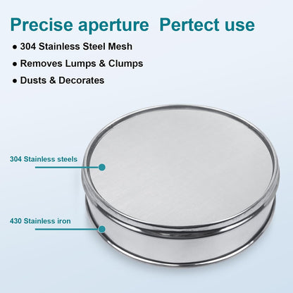 7.9" (20cm) 304 Stainless Steel Lab Sieve, 80 Mesh (0.2mm) Screen Sifter - Colors A