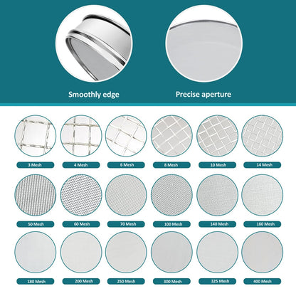 7.9" (20cm) 304 Stainless Steel Lab Sieve, 80 Mesh (0.2mm) Screen Sifter - Colors A