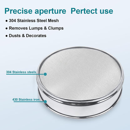 7.9" (20cm) 304 Stainless Steel Lab Sieve, 80 Mesh (0.2mm) Screen Sifter - Colors A