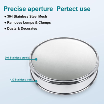 7.9" (20cm) 304 Stainless Steel Lab Sieve, 80 Mesh (0.2mm) Screen Sifter - Colors A