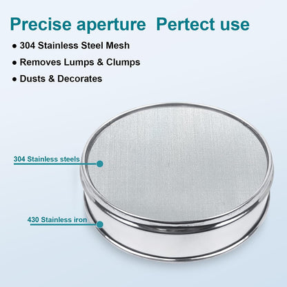 7.9" (20cm) 304 Stainless Steel Lab Sieve, 80 Mesh (0.2mm) Screen Sifter - Colors A