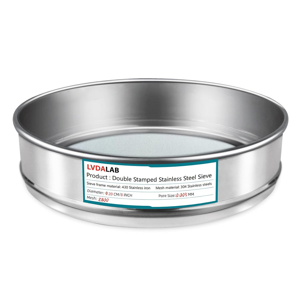 7.9" (20cm) 304 Stainless Steel Lab Sieve, 80 Mesh (0.2mm) Screen Sifter - Colors A