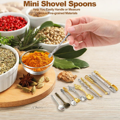40 Pieces Mini Spoons Tiny Shovel Spoon, Metal Medicine Spoon Powder Scoop for Spices, Herbs, Kitchen Tableware Charm Pendant Spoons For DIY Craft Jewelry Making Necklace Bracelet Key Chain