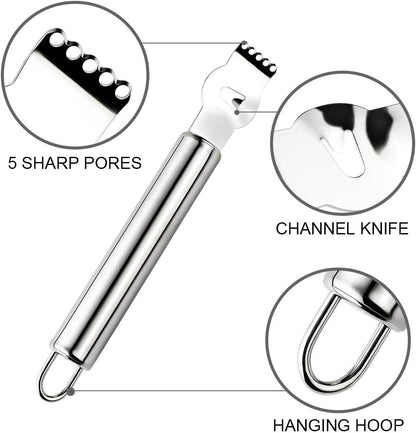 Stainless Steel Lemon Zester Grater, Lemon zester tool,citrus zester tool for Orange Citrus Peeler with Channel Knife