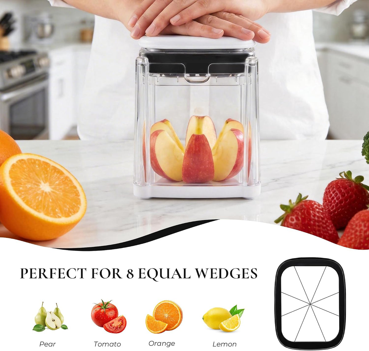 French Fry Cutter with 2 Blades Stainless Steel Manual Potato Chopper White