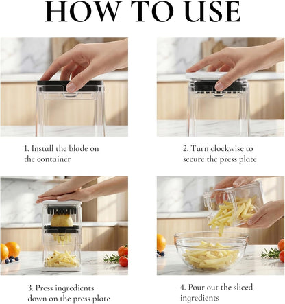 French Fry Cutter with 2 Blades Stainless Steel Manual Potato Chopper White