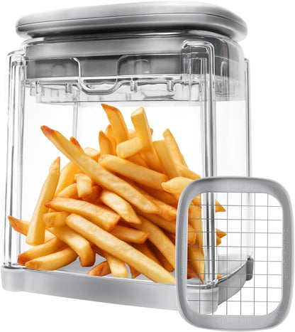 French Fry Cutter with 2 Blades Stainless Steel Manual Potato Chopper White