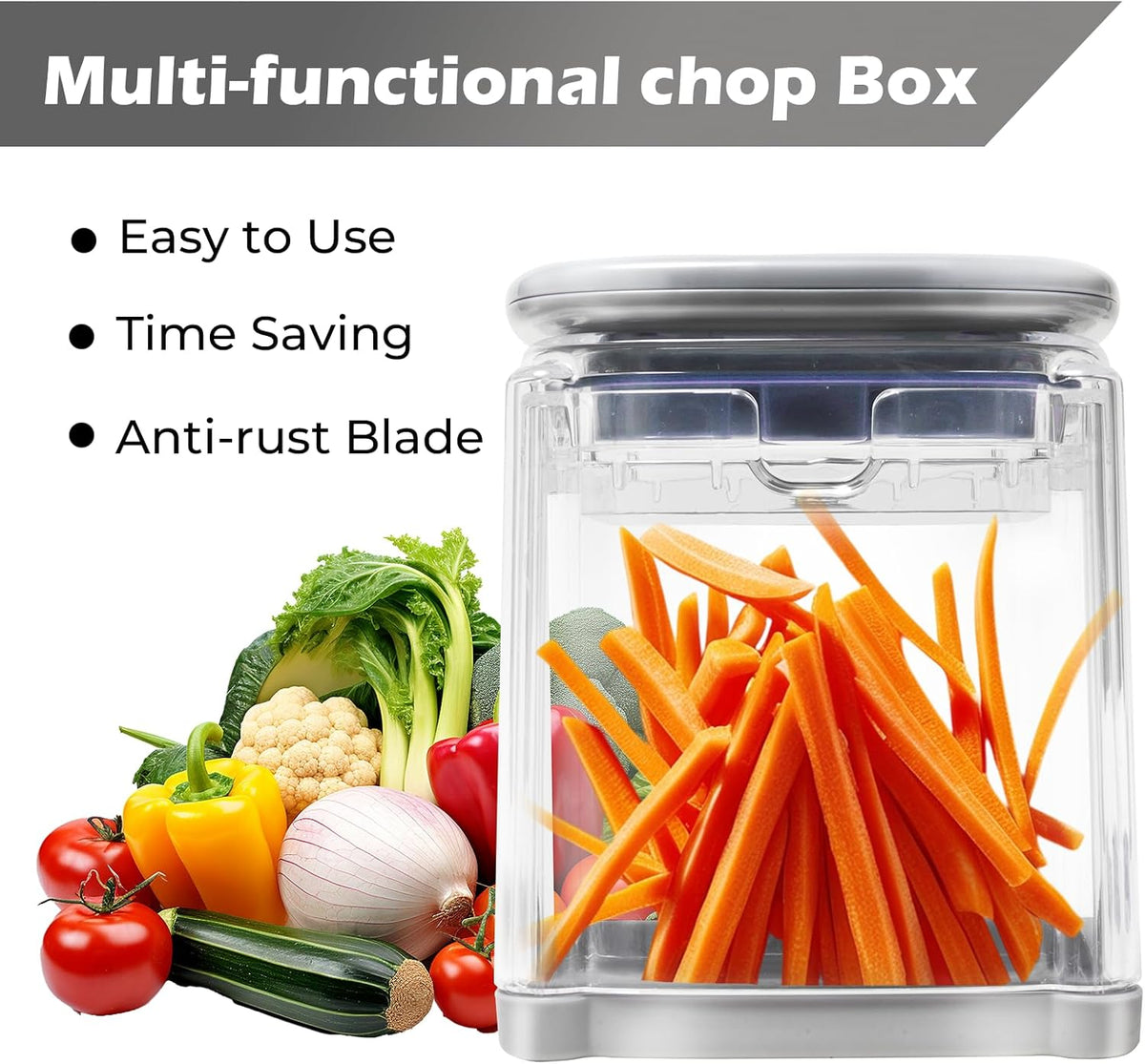 French Fry Cutter with 2 Blades Stainless Steel Manual Potato Chopper White
