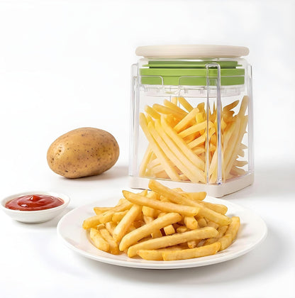 French Fry Cutter with 2 Blades Stainless Steel Manual Potato Chopper White
