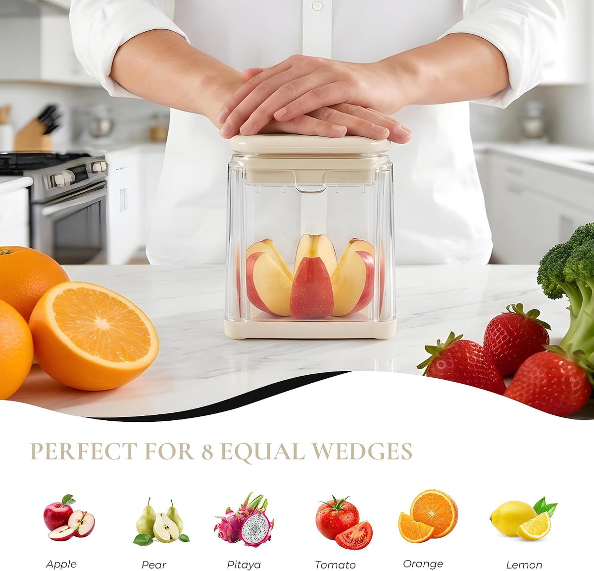 French Fry Cutter with 2 Blades Stainless Steel Manual Potato Chopper White