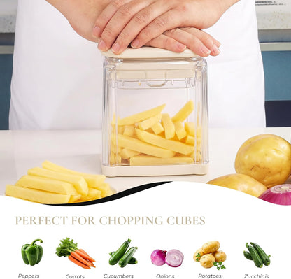 French Fry Cutter with 2 Blades Stainless Steel Manual Potato Chopper White