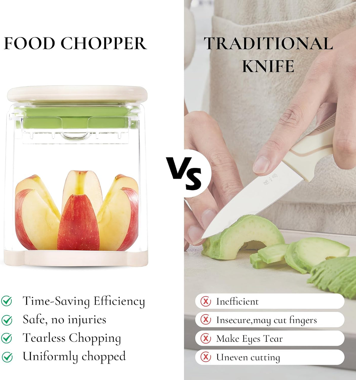French Fry Cutter with 2 Blades Stainless Steel Manual Potato Chopper White