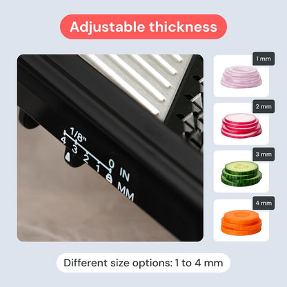 Handheld Mandoline Vegetable Slicer & Julienne Cutter | 2 in 1 Onion, Veggie & Fruit Slicer, 4 Thickness Settings with Stainless Steel Guard for Easy & Safer Slicing (White)