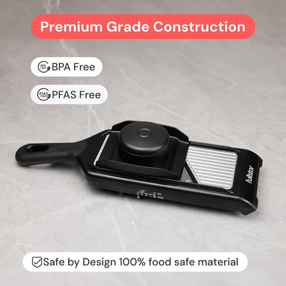 Handheld Mandoline Vegetable Slicer & Julienne Cutter | 2 in 1 Onion, Veggie & Fruit Slicer, 4 Thickness Settings with Stainless Steel Guard for Easy & Safer Slicing (White)