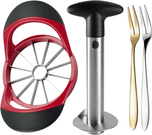 2 Pack Pineapple Corer, with Apple Slicer and 2 Fruit Forks –Pineapple Corer, Durable Fruit Slicer Tool for Fresh Fruit Preparation, Gifts for Fruit Lovers