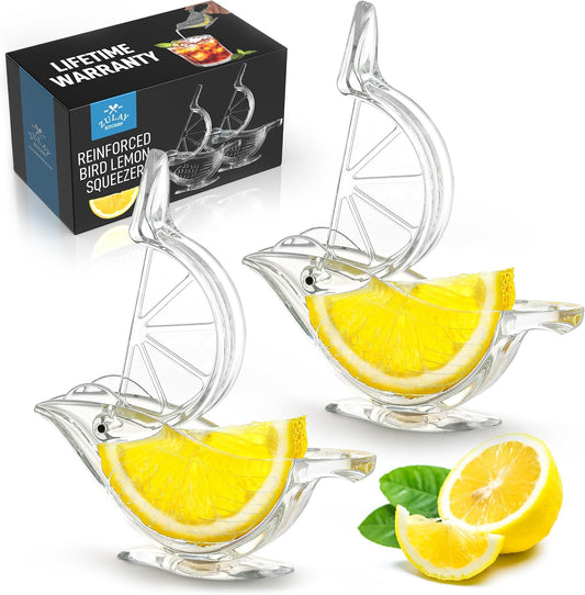 Bird Lime Squeezer – Easy Bird Lemon Squeezer with Pour Spout – Durable Plastic Citrus Press for Lime Wedges & Slices – Fun Bird Design Juicer for Bar, Holiday Gifts – 2 Pack