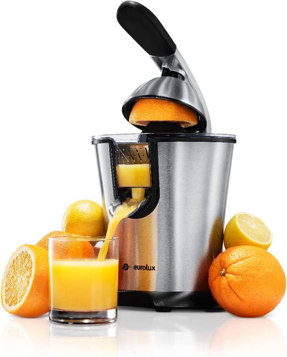 Premium Electric Orange Juicer | Stainless Steel Citrus Squeezer With New Ultra-Powerful Motor and Soft Grip Handle for Effortless Juicing, Auto Shutoff, Dishwasher-safe Parts, Pulp Control