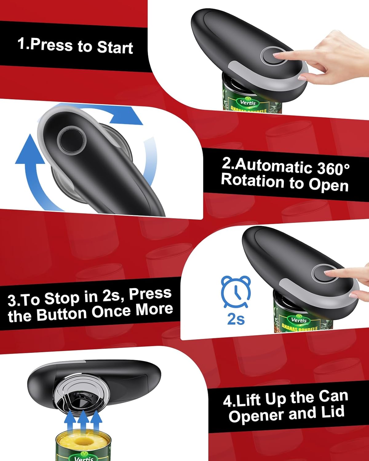 Electric Can Opener Fits All Can Sizes