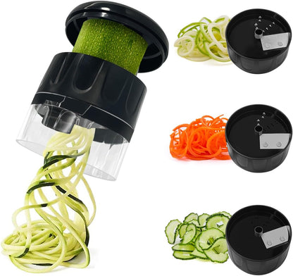 3 in 1 Vegetable Spiralizer Slicer, Adjustable Zucchini Carrot Noodle Maker, Cucumber Spiral Cutter, Easy to Use Kitchen Tool（Dark Grey）