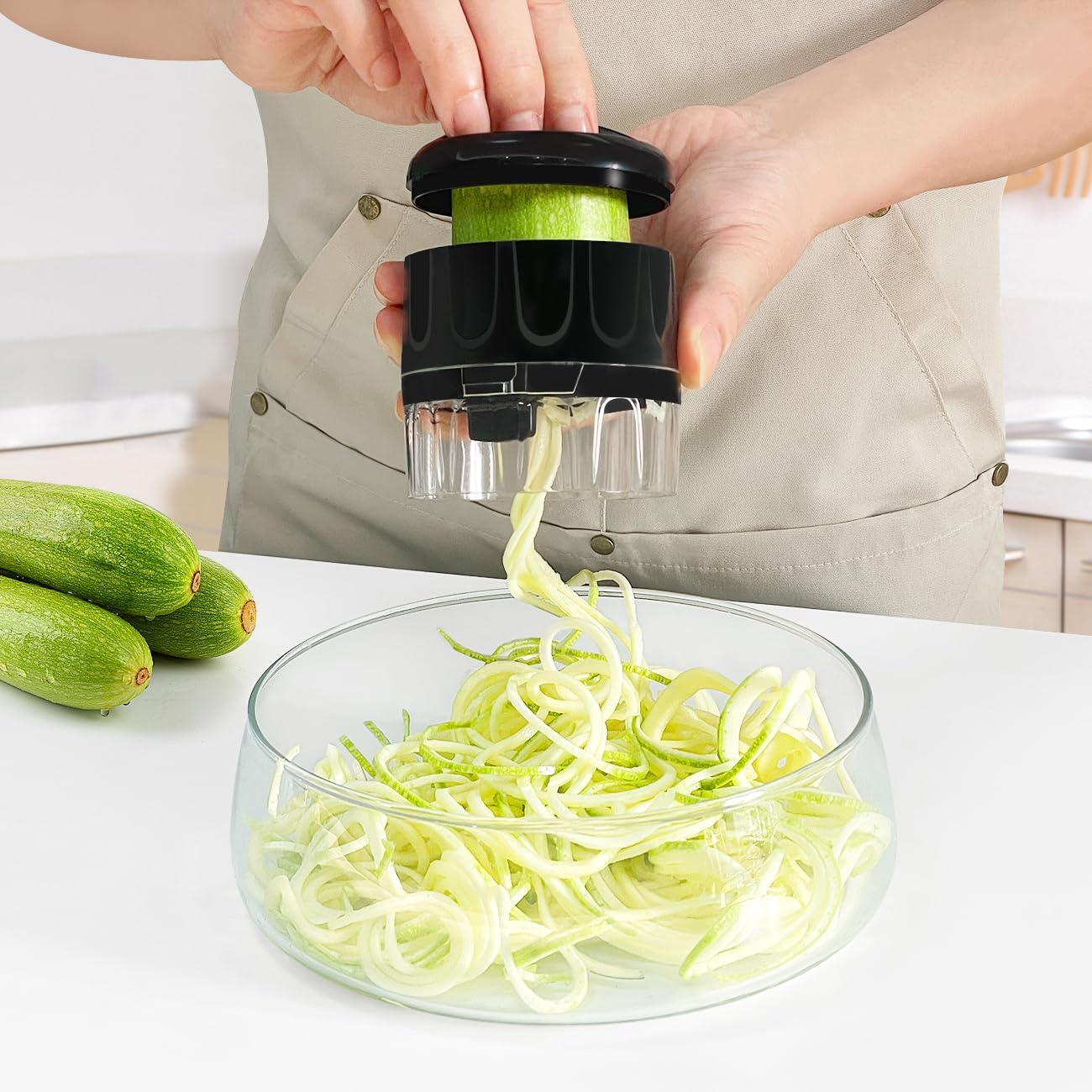 3 in 1 Vegetable Spiralizer Slicer, Adjustable Zucchini Carrot Noodle Maker, Cucumber Spiral Cutter, Easy to Use Kitchen Tool（Dark Grey）