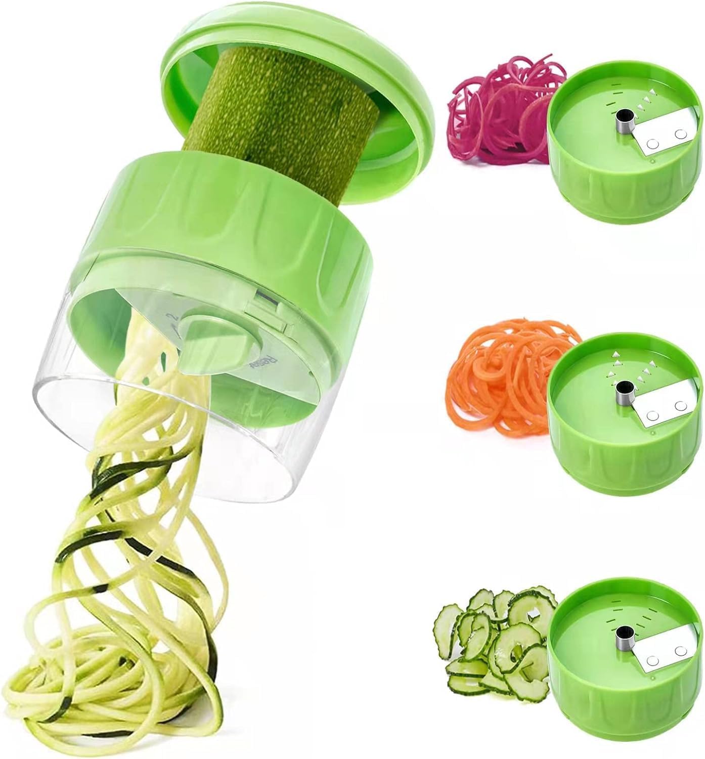 3 in 1 Vegetable Spiralizer Slicer, Adjustable Zucchini Carrot Noodle Maker, Cucumber Spiral Cutter, Easy to Use Kitchen Tool（Dark Grey）