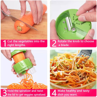 3 in 1 Vegetable Spiralizer Slicer, Adjustable Zucchini Carrot Noodle Maker, Cucumber Spiral Cutter, Easy to Use Kitchen Tool（Dark Grey）
