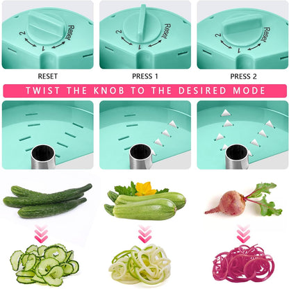 3 in 1 Vegetable Spiralizer Slicer, Adjustable Zucchini Carrot Noodle Maker, Cucumber Spiral Cutter, Easy to Use Kitchen Tool（Dark Grey）