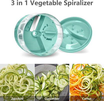 3 in 1 Vegetable Spiralizer Slicer, Adjustable Zucchini Carrot Noodle Maker, Cucumber Spiral Cutter, Easy to Use Kitchen Tool（Dark Grey）