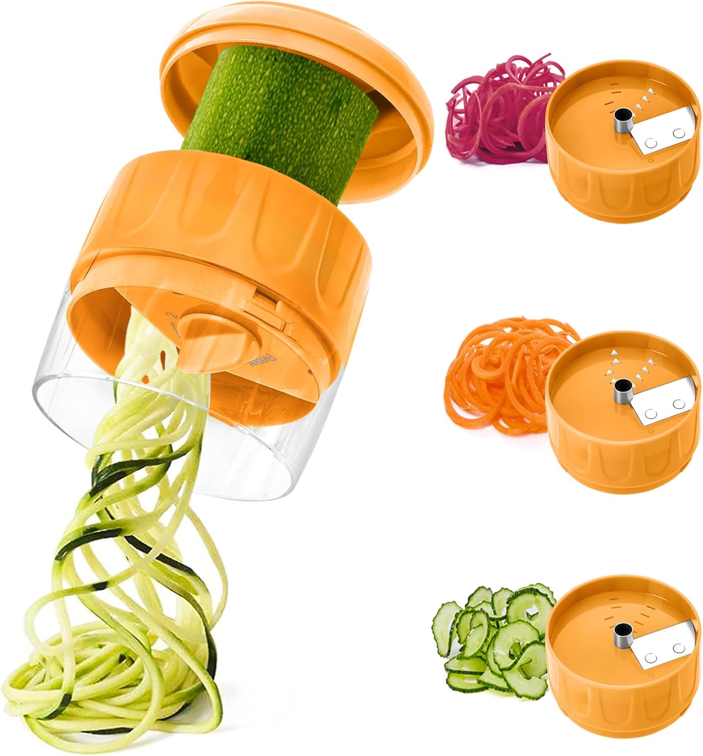 3 in 1 Vegetable Spiralizer Slicer, Adjustable Zucchini Carrot Noodle Maker, Cucumber Spiral Cutter, Easy to Use Kitchen Tool（Dark Grey）