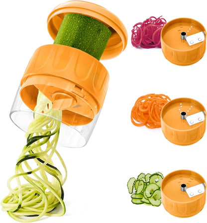 3 in 1 Vegetable Spiralizer Slicer, Adjustable Zucchini Carrot Noodle Maker, Cucumber Spiral Cutter, Easy to Use Kitchen Tool（Dark Grey）