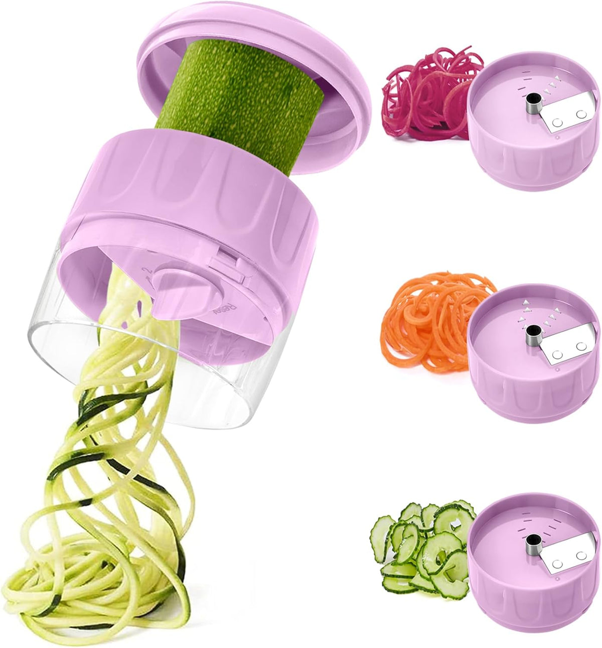 3 in 1 Vegetable Spiralizer Slicer, Adjustable Zucchini Carrot Noodle Maker, Cucumber Spiral Cutter, Easy to Use Kitchen Tool（Dark Grey）