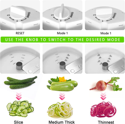 3 in 1 Vegetable Spiralizer Slicer, Adjustable Zucchini Carrot Noodle Maker, Cucumber Spiral Cutter, Easy to Use Kitchen Tool（Dark Grey）