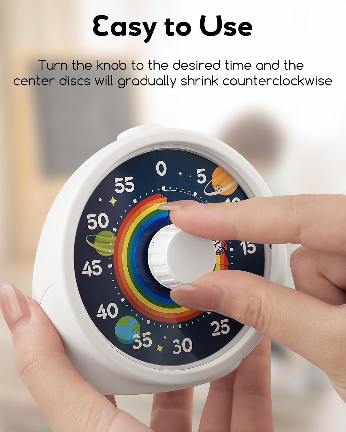 Visual Timer with Pause Button, Time Management Tool, Design for Home, Office and Gift, Rocket