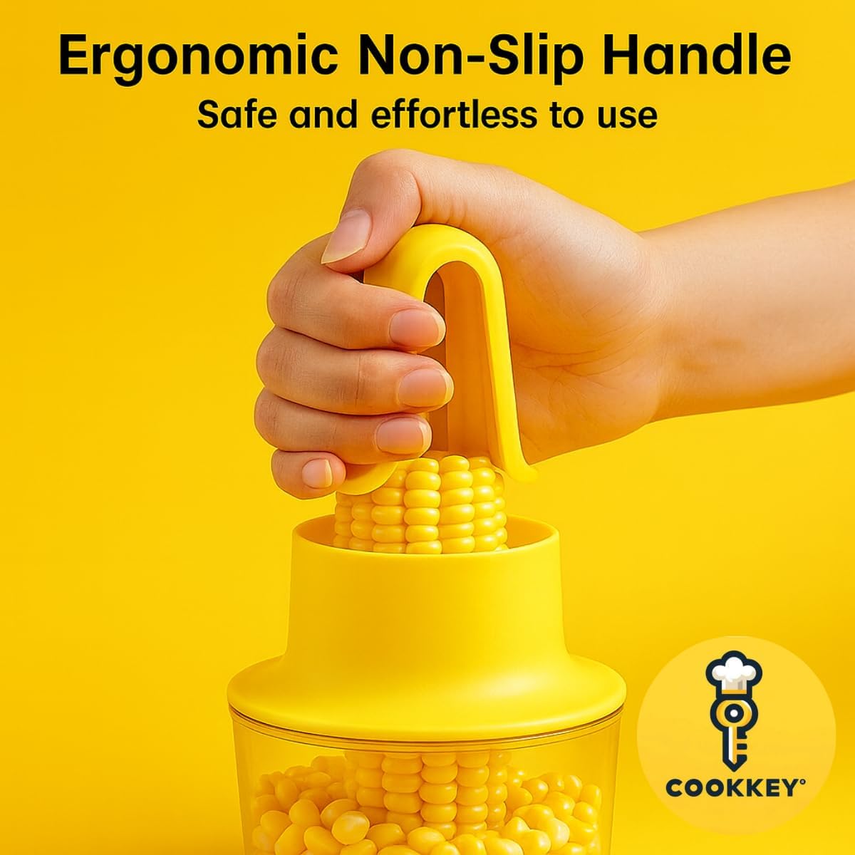 Corn Stripper & Peeler Tool with Built-In Bowl – Safe Non-Slip Handle, Fast Corn Kernel Cutter & Cob Remover, Multi-Purpose Grater for Corn, Ginger & Vegetables (Yellow)