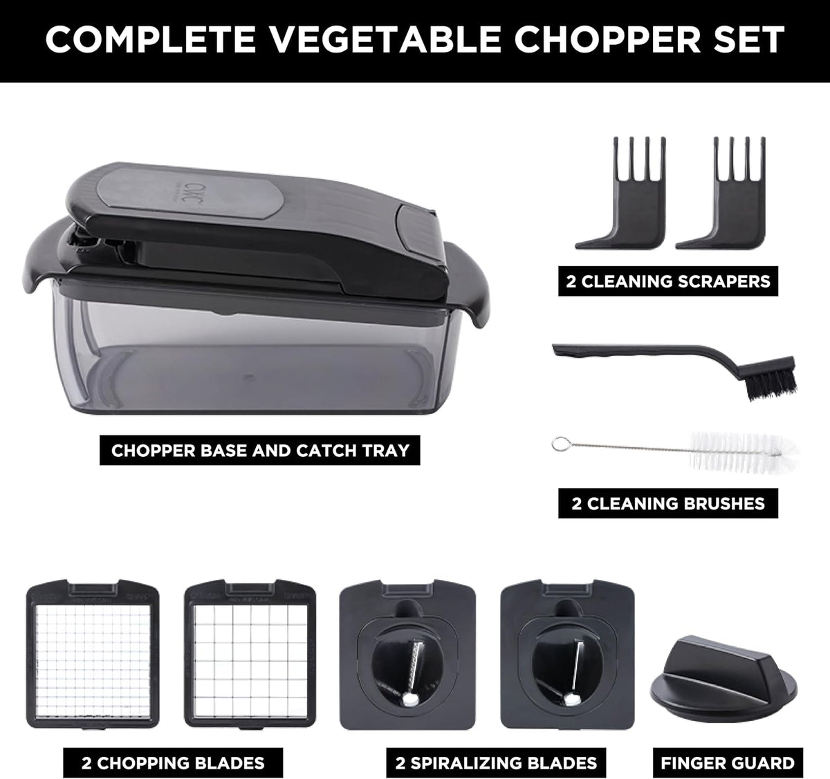 Vegetable Chopper - Multifunctional 11 in 1 Vegetable Chopper with Container - Food Chopper to Dice, Chop, Slice, Julienne and Spiralize, Blue