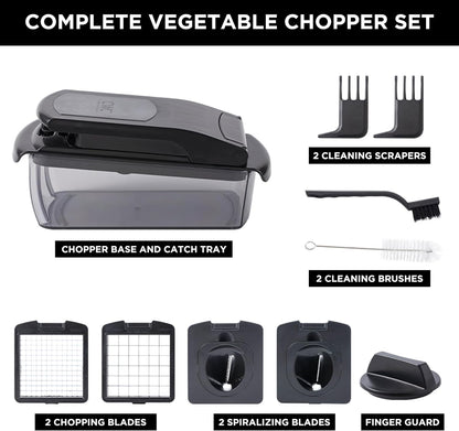 Vegetable Chopper - Multifunctional 11 in 1 Vegetable Chopper with Container - Food Chopper to Dice, Chop, Slice, Julienne and Spiralize, Blue