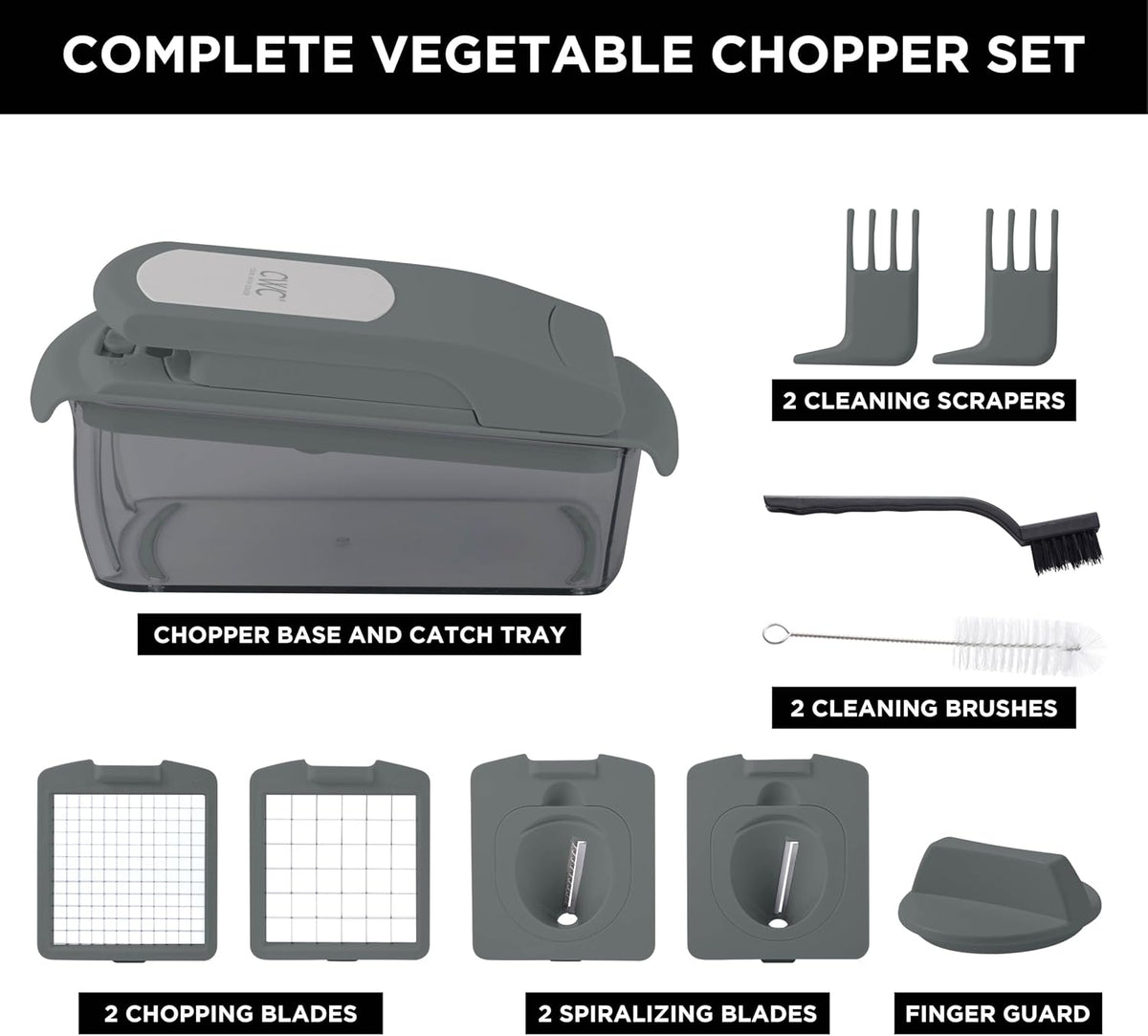 Vegetable Chopper - Multifunctional 11 in 1 Vegetable Chopper with Container - Food Chopper to Dice, Chop, Slice, Julienne and Spiralize, Blue