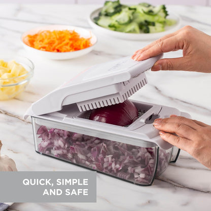 Vegetable Chopper - Multifunctional 11 in 1 Vegetable Chopper with Container - Food Chopper to Dice, Chop, Slice, Julienne and Spiralize, Blue