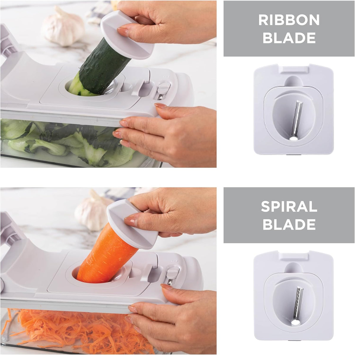 Vegetable Chopper - Multifunctional 11 in 1 Vegetable Chopper with Container - Food Chopper to Dice, Chop, Slice, Julienne and Spiralize, Blue