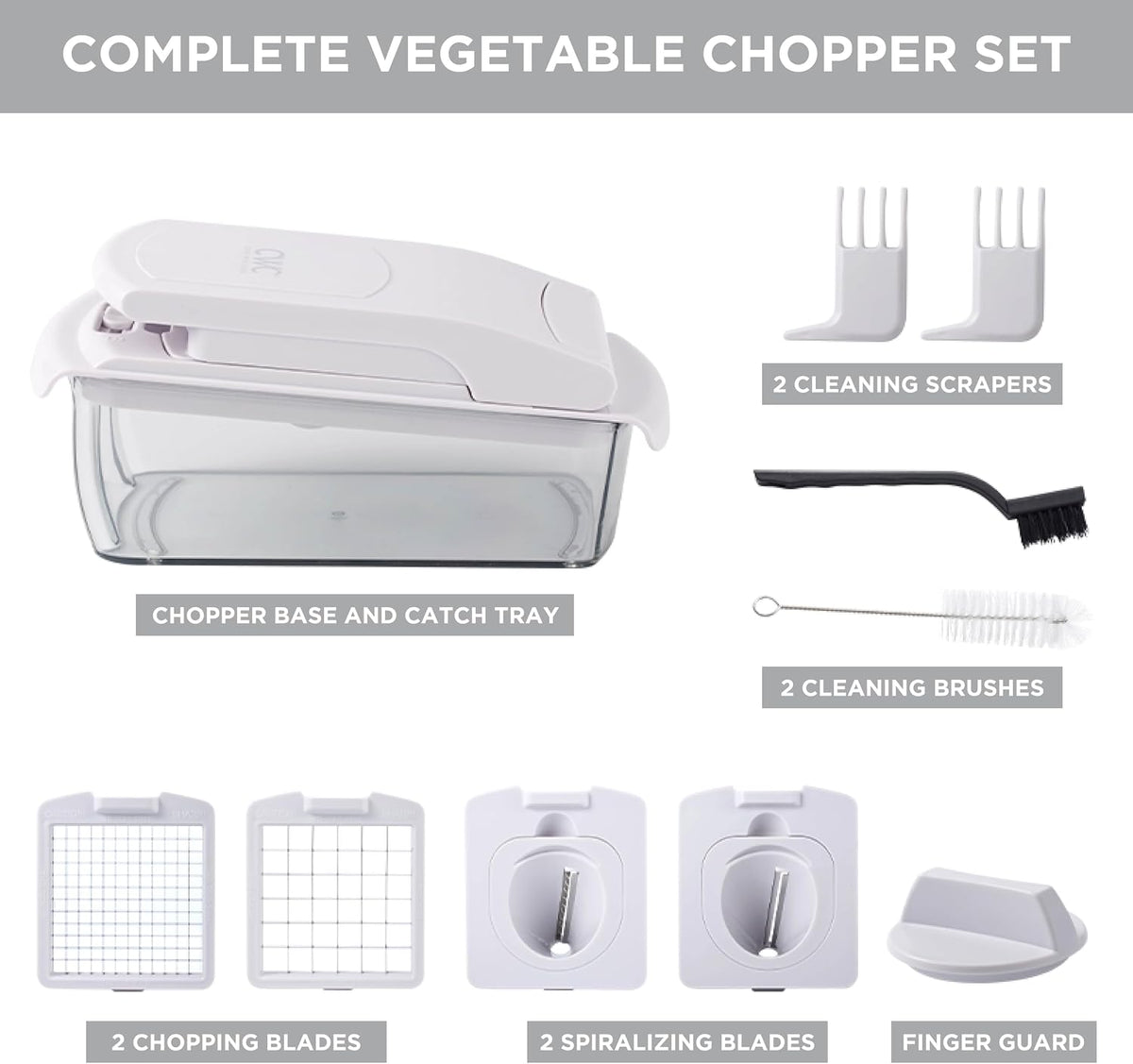 Vegetable Chopper - Multifunctional 11 in 1 Vegetable Chopper with Container - Food Chopper to Dice, Chop, Slice, Julienne and Spiralize, Blue