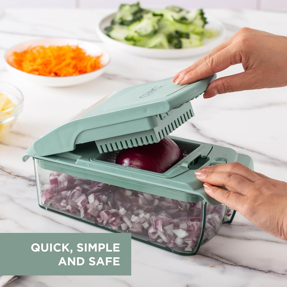 Vegetable Chopper - Multifunctional 11 in 1 Vegetable Chopper with Container - Food Chopper to Dice, Chop, Slice, Julienne and Spiralize, Blue