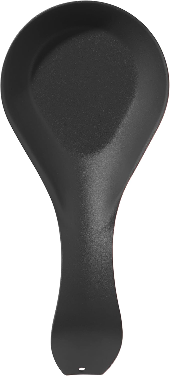 Stainless Steel Spoon Rest- Long Handle Holds Kitchen Utensils in Place, Great Spoon Rest for Counter, Stove Top, or Coffee Station; Kitchen Accessories, Utensil Rest, Black