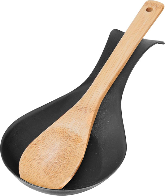 Stainless Steel Spoon Rest- Long Handle Holds Kitchen Utensils in Place, Great Spoon Rest for Counter, Stove Top, or Coffee Station; Kitchen Accessories, Utensil Rest, Black