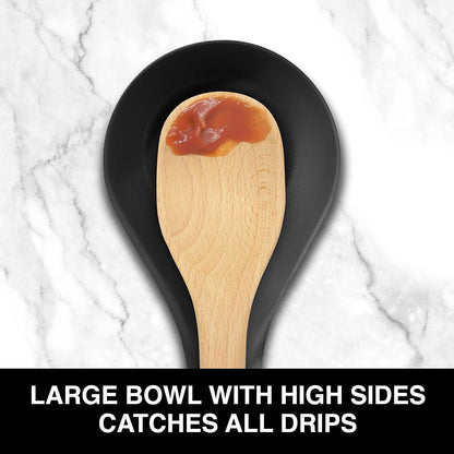 Stainless Steel Spoon Rest- Long Handle Holds Kitchen Utensils in Place, Great Spoon Rest for Counter, Stove Top, or Coffee Station; Kitchen Accessories, Utensil Rest, Black