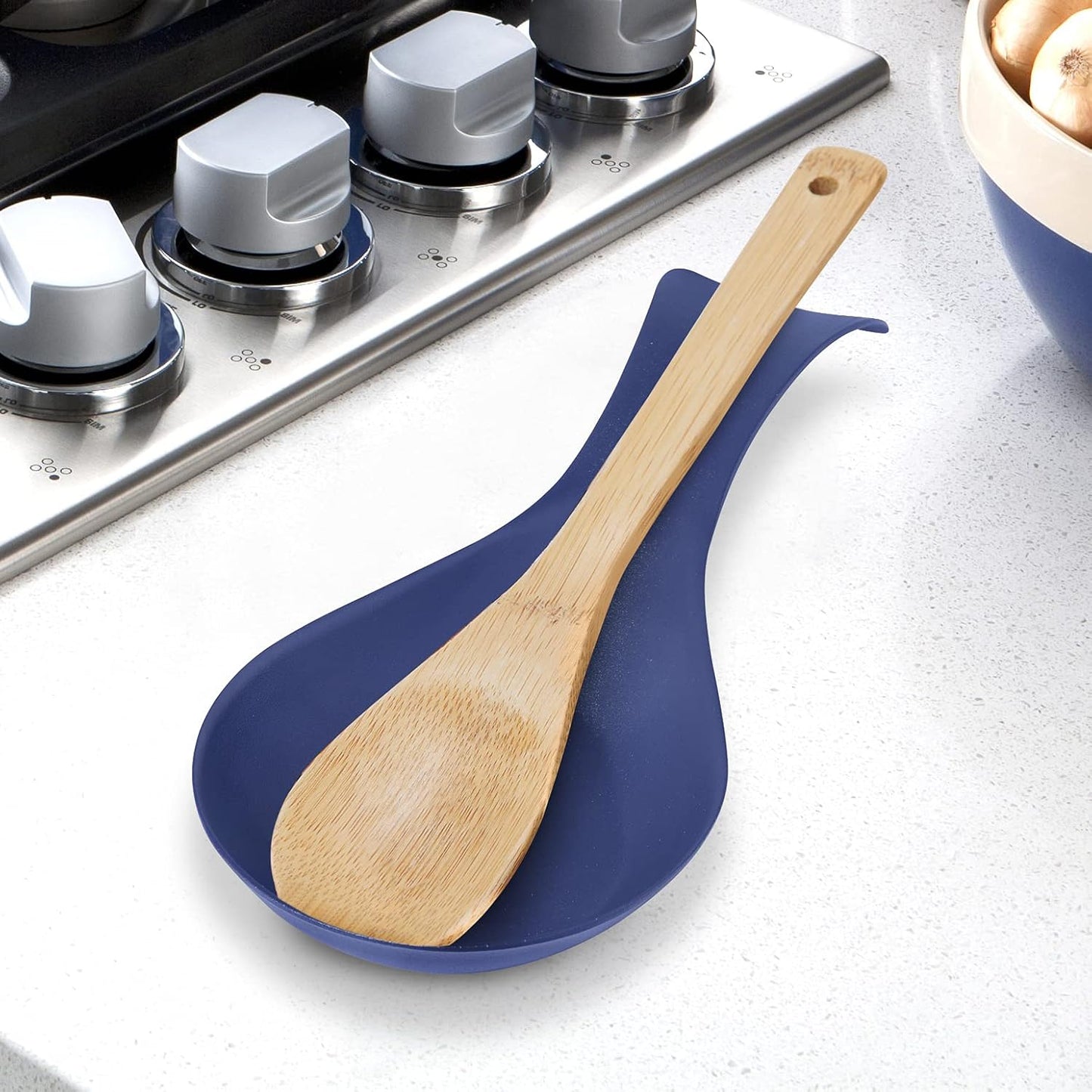 Stainless Steel Spoon Rest- Long Handle Holds Kitchen Utensils in Place, Great Spoon Rest for Counter, Stove Top, or Coffee Station; Kitchen Accessories, Utensil Rest, Black