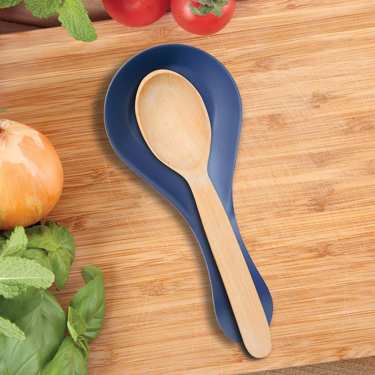 Stainless Steel Spoon Rest- Long Handle Holds Kitchen Utensils in Place, Great Spoon Rest for Counter, Stove Top, or Coffee Station; Kitchen Accessories, Utensil Rest, Black