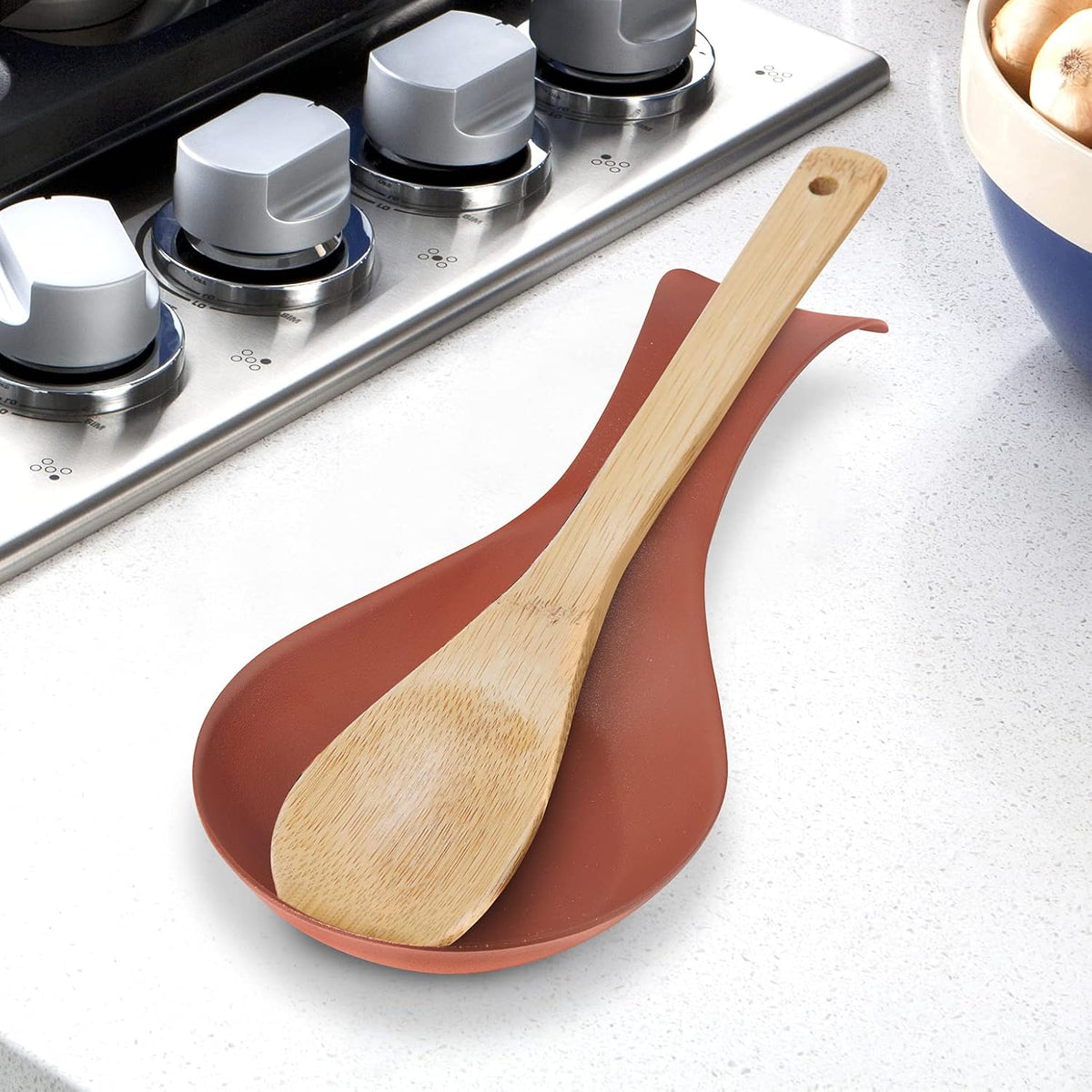Stainless Steel Spoon Rest- Long Handle Holds Kitchen Utensils in Place, Great Spoon Rest for Counter, Stove Top, or Coffee Station; Kitchen Accessories, Utensil Rest, Black